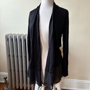 NIC+ZOE Black Long Sleeve Sheer Hem Open Front Cardigan Size Medium